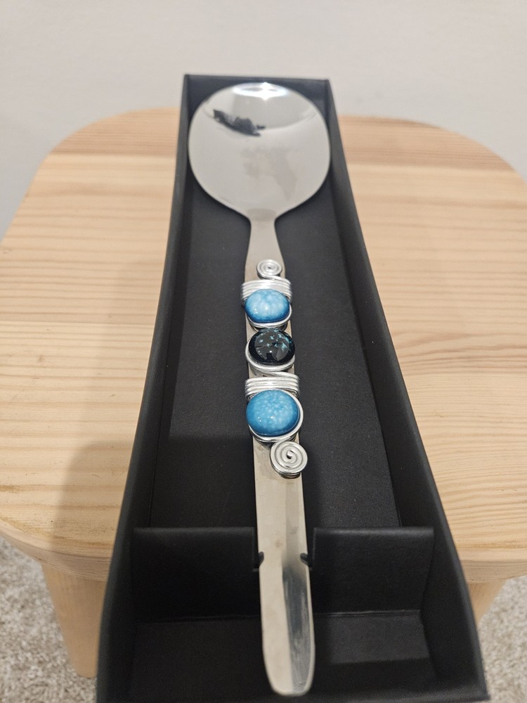 NWB Serving Spoon With Stone Design