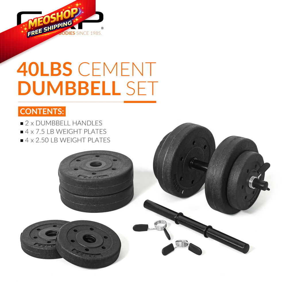 CAP Barbell 40-Pound Adjustable Cement Dumbbell Set – Versatile Medium, Black