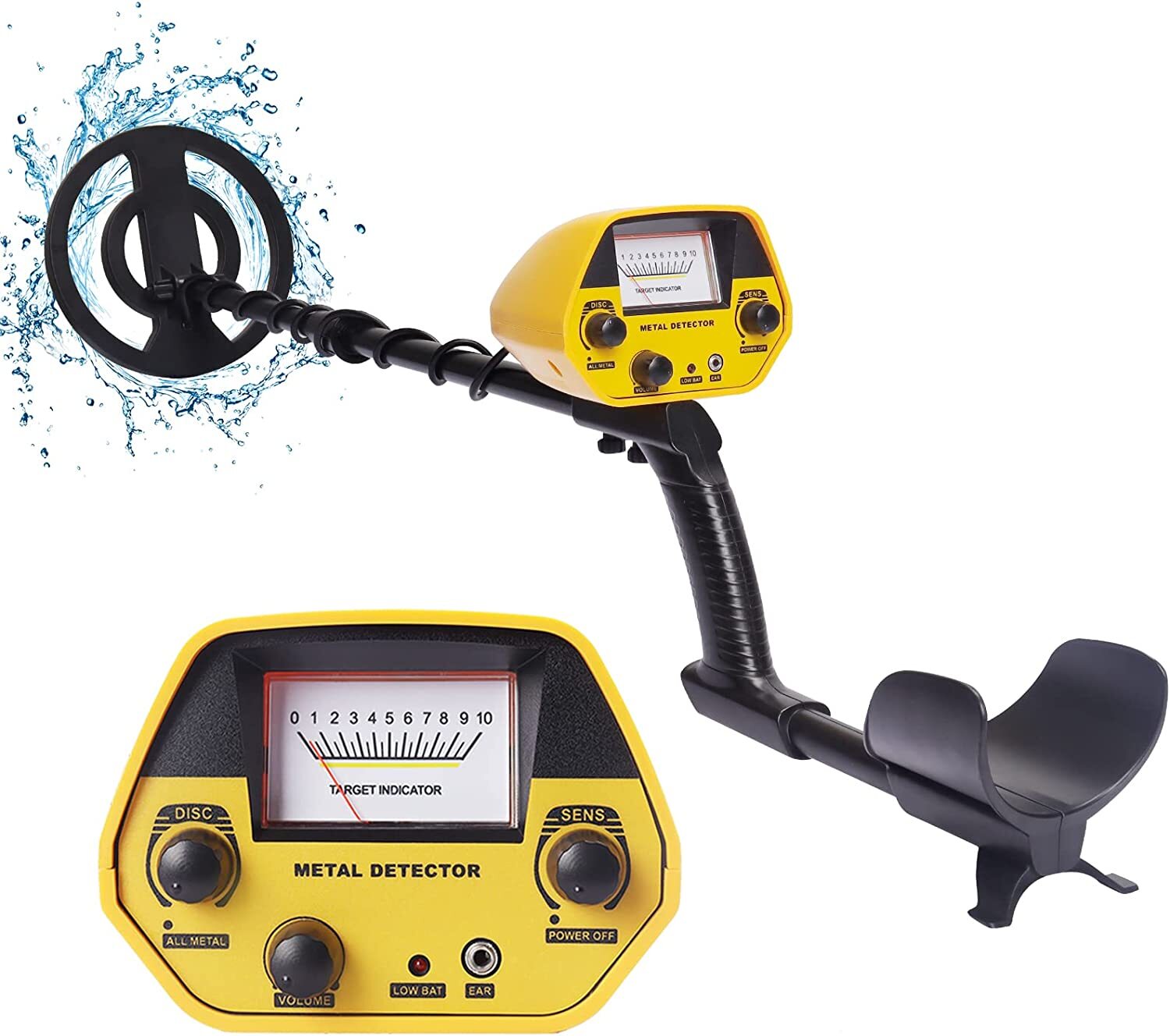 Metal Detector Adults Waterproof 10" Inch Search Detecting Gold Coin Treasure