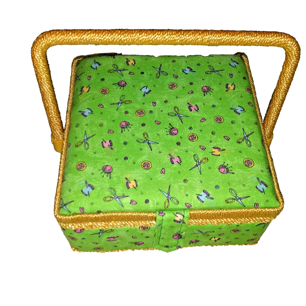 Green Sewing Storage Basket with handle