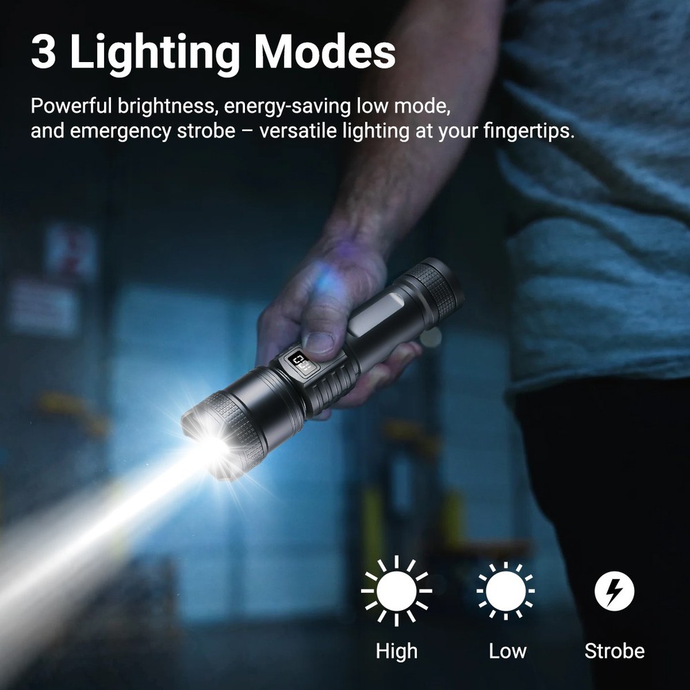 2 Pack Super Bright 9900000LM LED Tactical Flashlight Rechargeable Work Lights