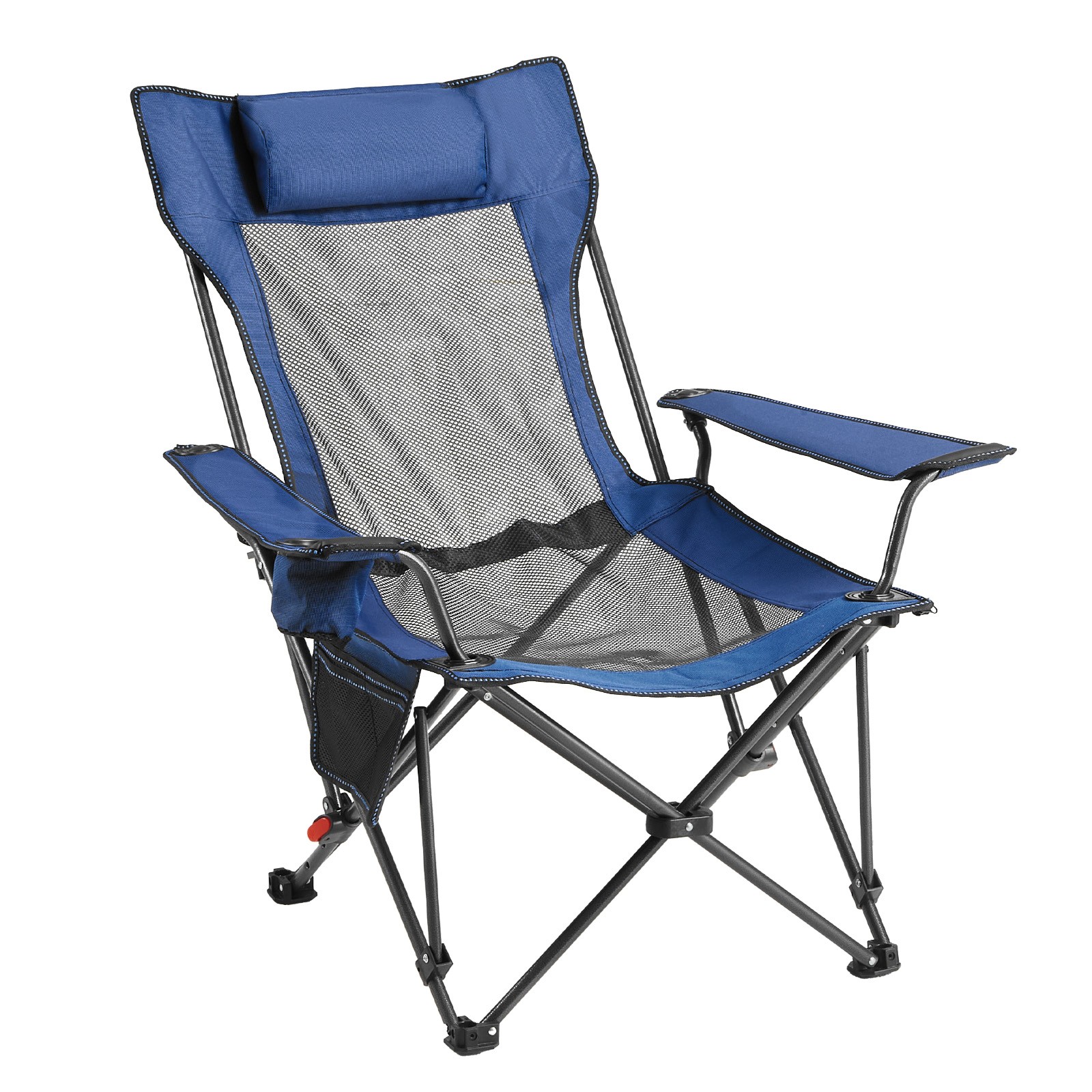Uimoso Portable Folding Reclining Camping Chair for Adults, Heavy-Duty, Blue