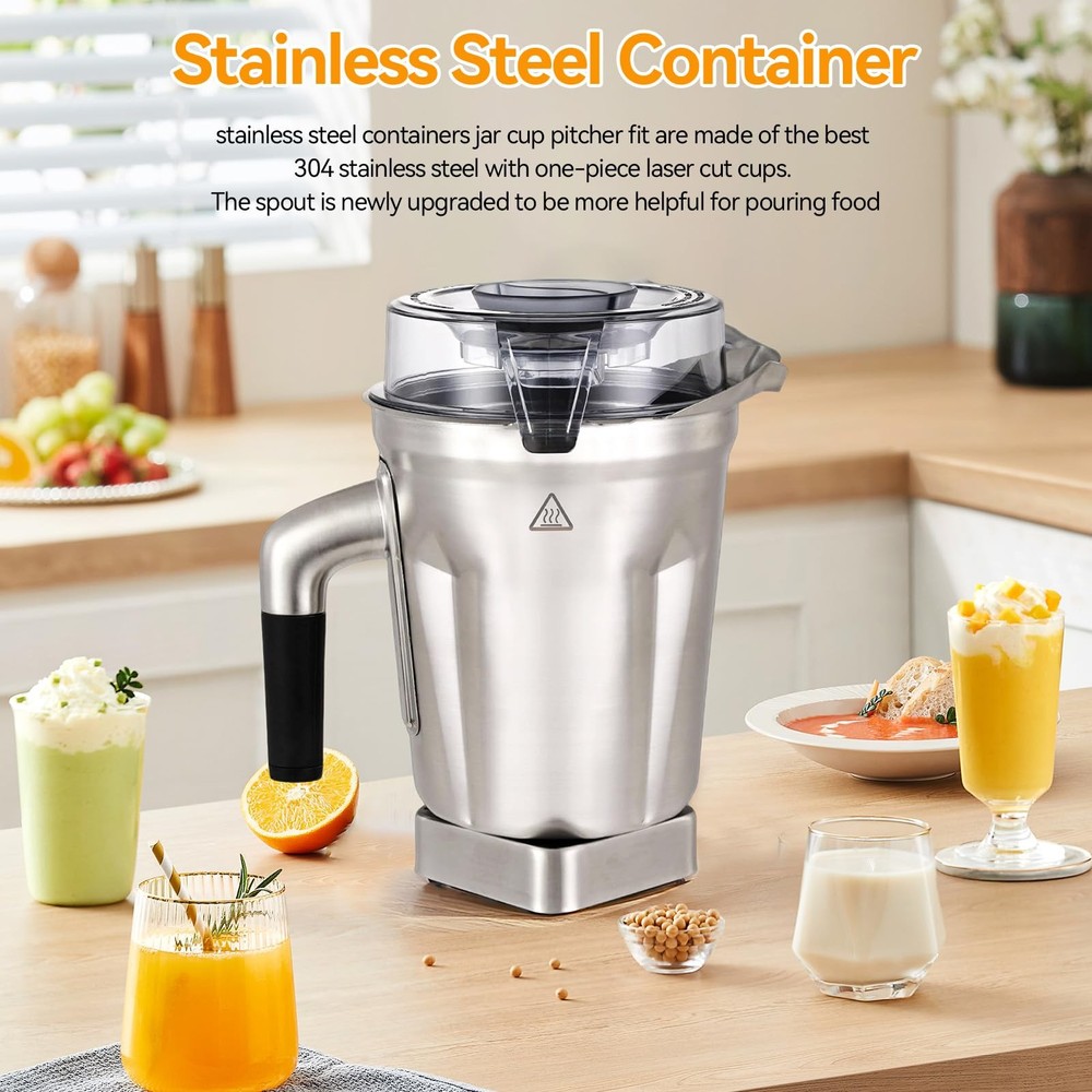 64-Ounce Stainless Steel 64oz Blending Container, Silver