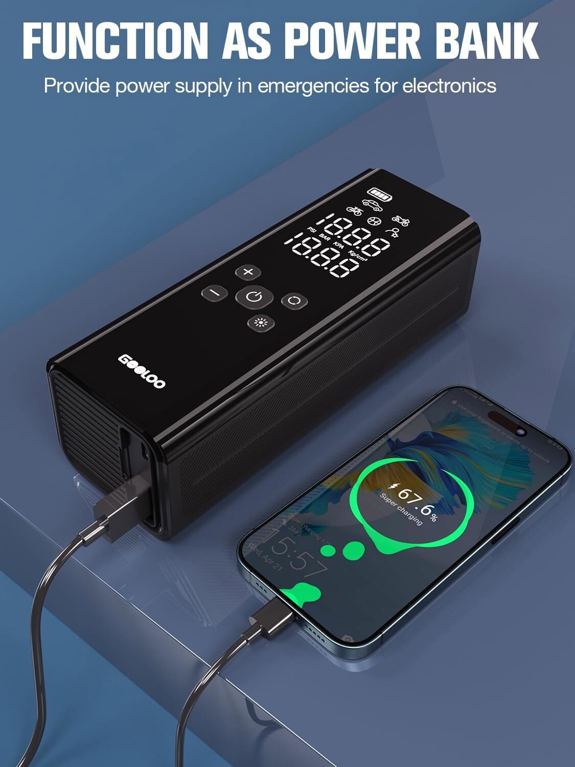 GOOLOO GT150 Portable Electric, Air Pump Compressor Digital Tire Inflator 150PSI