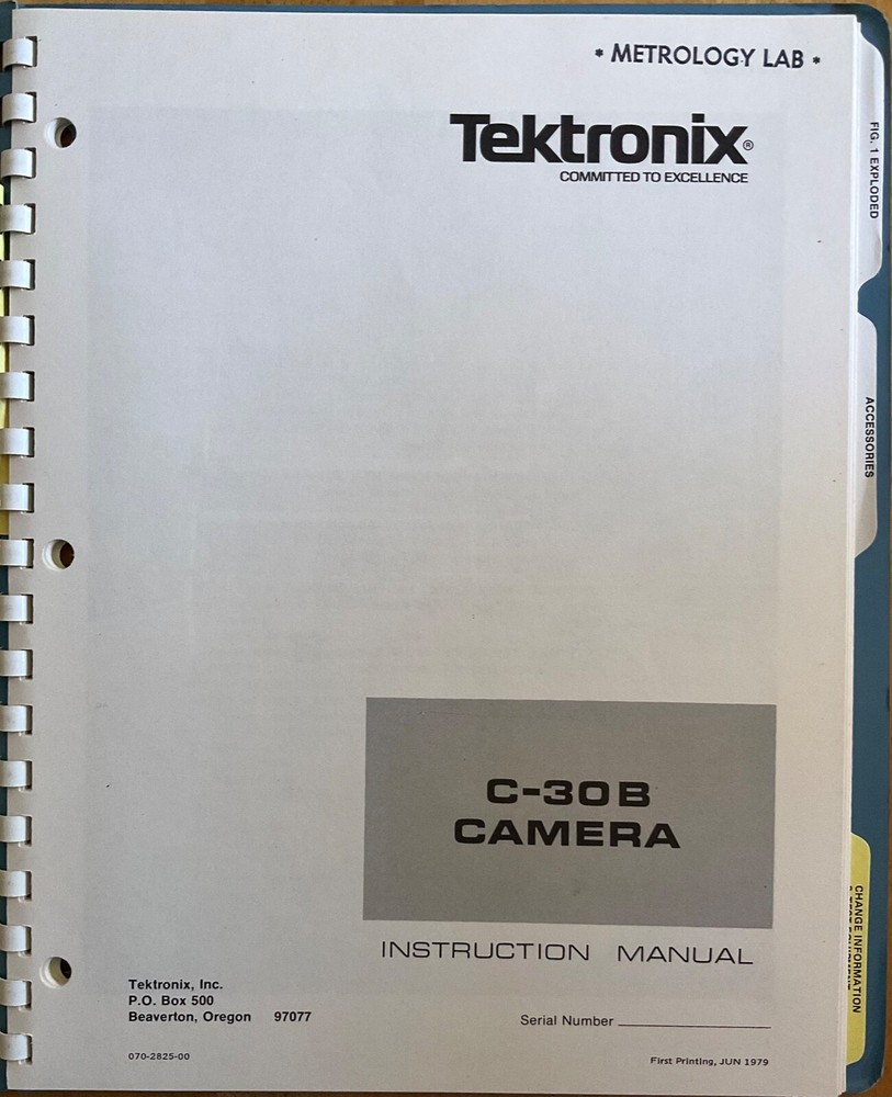 Tektronix C-308 Camera Instruction Manual 1978