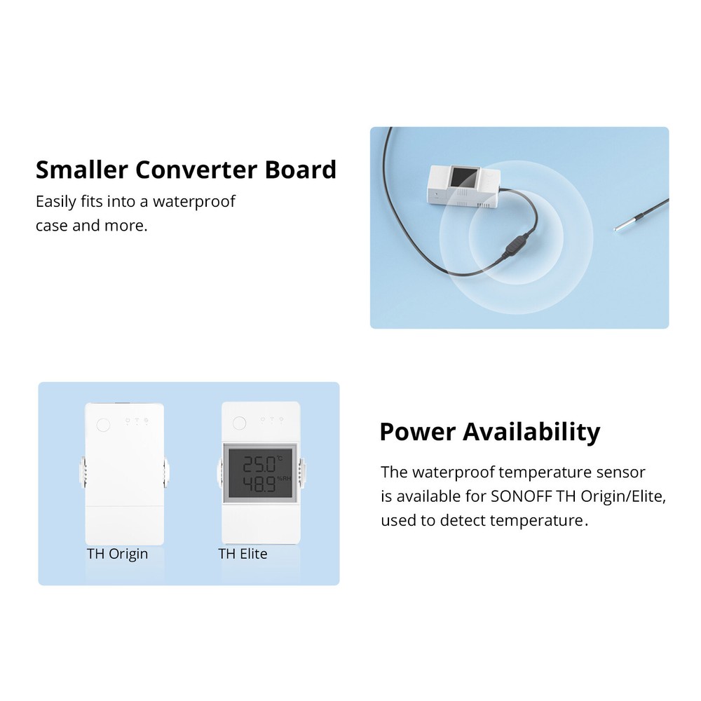 SONOFF WTS01 Waterproof Temperature Sensor, Works with TH Elite/TH Origin Switch