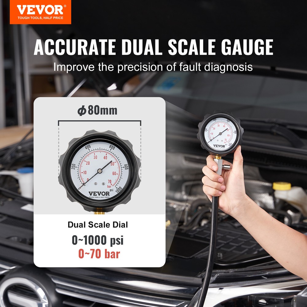 VEVOR Diesel Engine Cylinder Compression Tester Pressure Test Tool Kit 18 PCS
