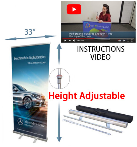 Retractable roll up banner stands 33" Height Adjustable Trade Show Display 4 PCS