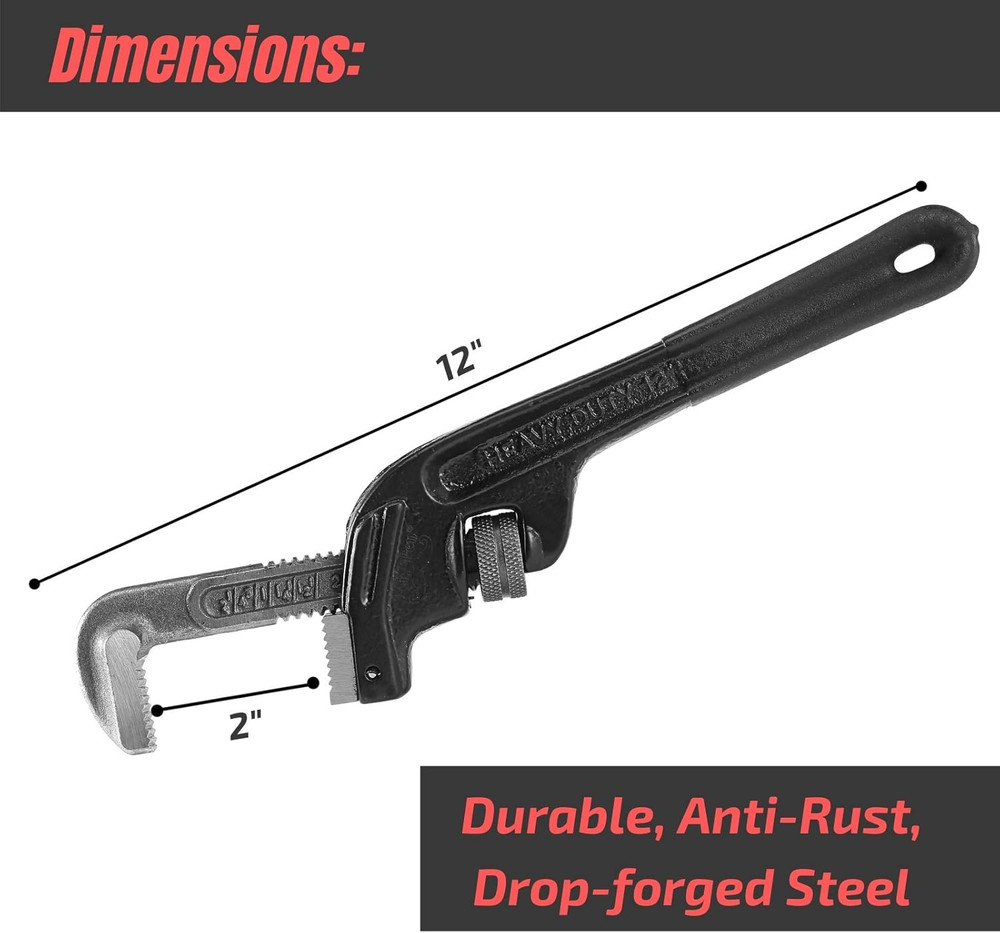 - End Pipe 12 Inch Offset Plumbing Tools, Pipe Wrench, Large , Smooth