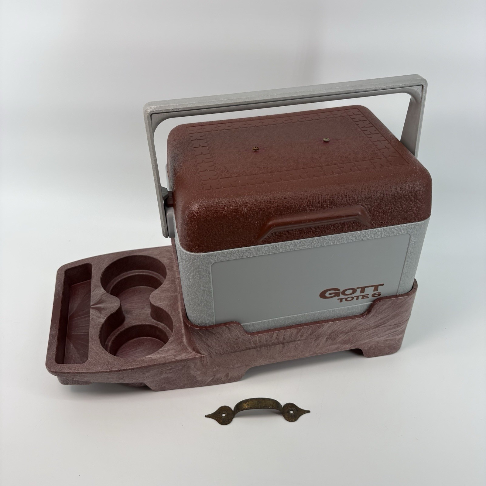 Vintage Gott Tote 6 Cooler Console Arm Rest With Cup Holder, Red, Read DS!