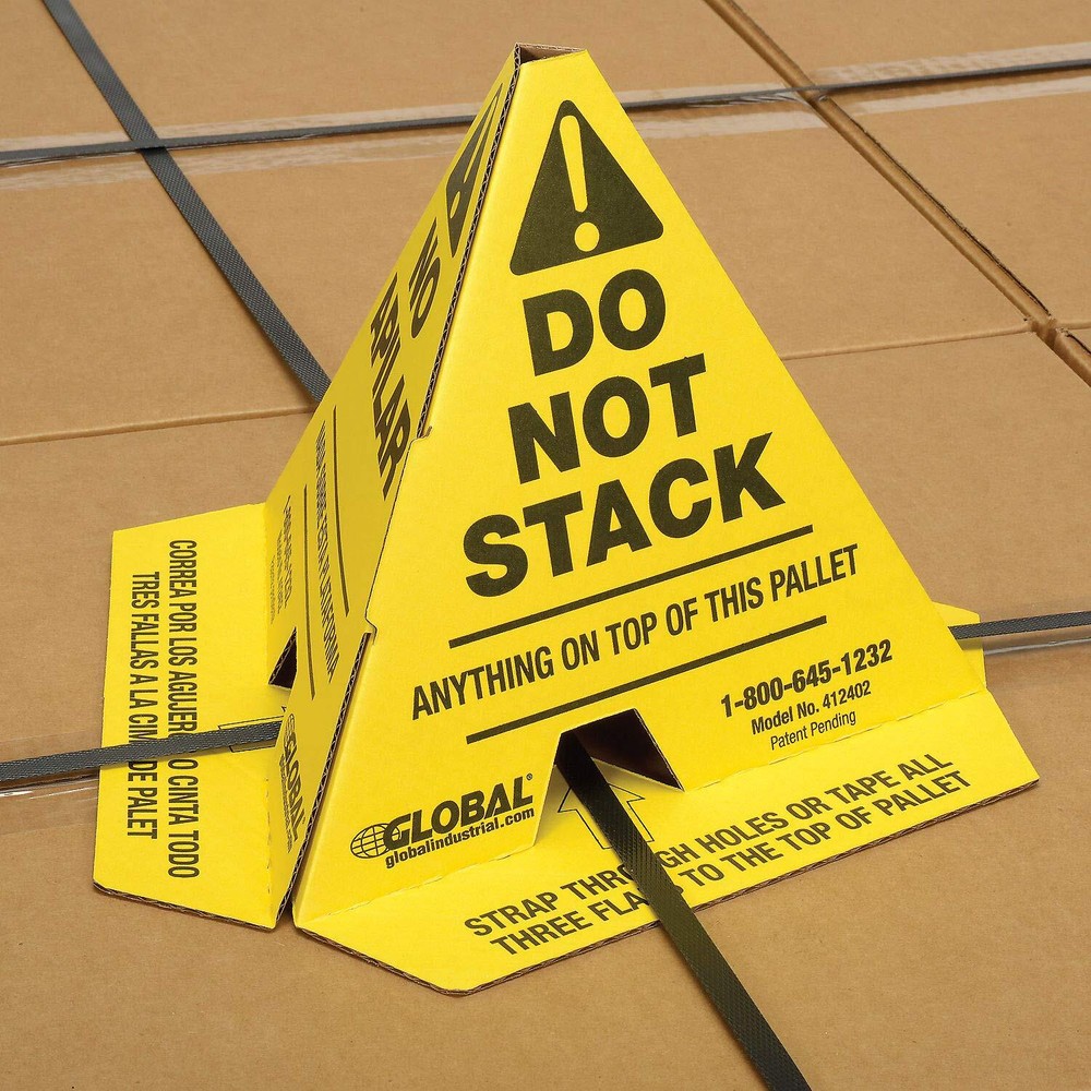 Trilingual "Do Not Stack" Pallet Cones Yellow 50 Pack