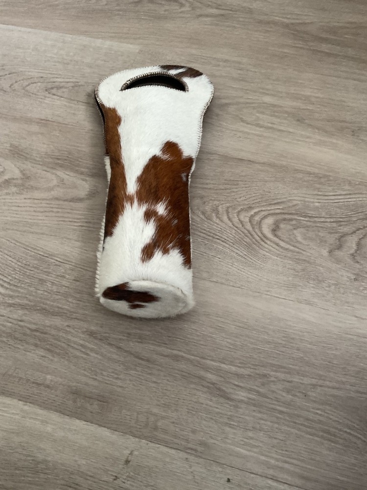 Cowhide wine caddy bottle holder with grip new