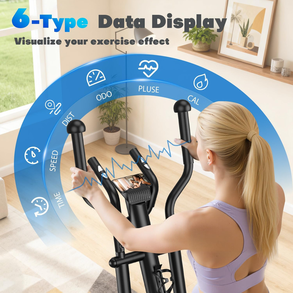 Elliptical Exercise Machine, 16-Level Magnetic Resistance Elliptical Machine for