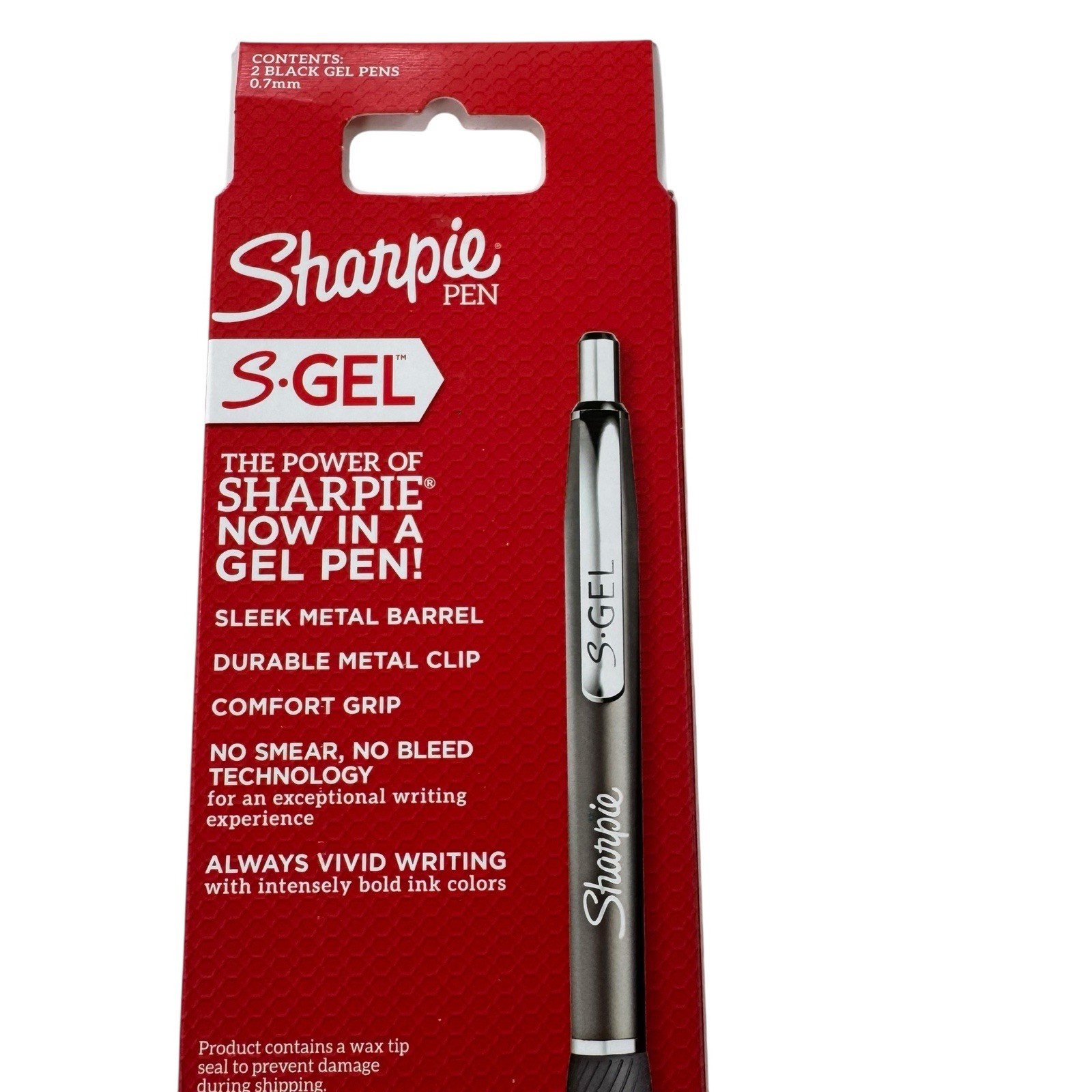 SHARPIE S-Gel Metal RT Gel Pen 0.7mm Medium Point Retractable Black Ink 2/Pack