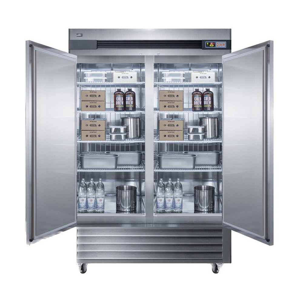 Summit SCRR492 56" Two Section Solid Door Reach-In Refrigerator, 49 cu. ft.