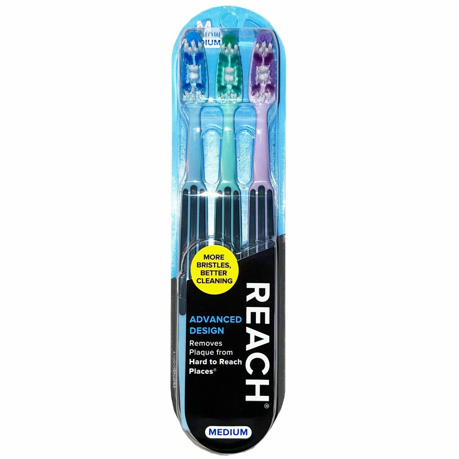 2 Pack Reach Advance Design Medium 3-Count Toothbrush (Total 6 Toothbrushes)