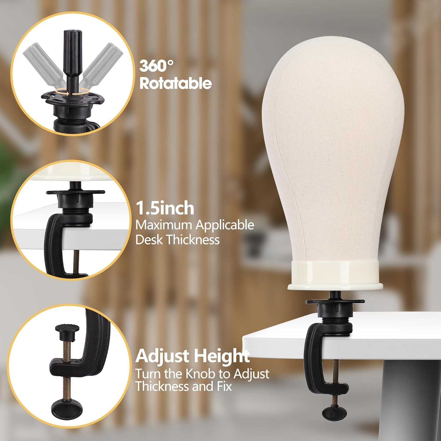 Portable Wig Holder Stand Adjustable Tripod Manikin Mannequin Head Stand Display