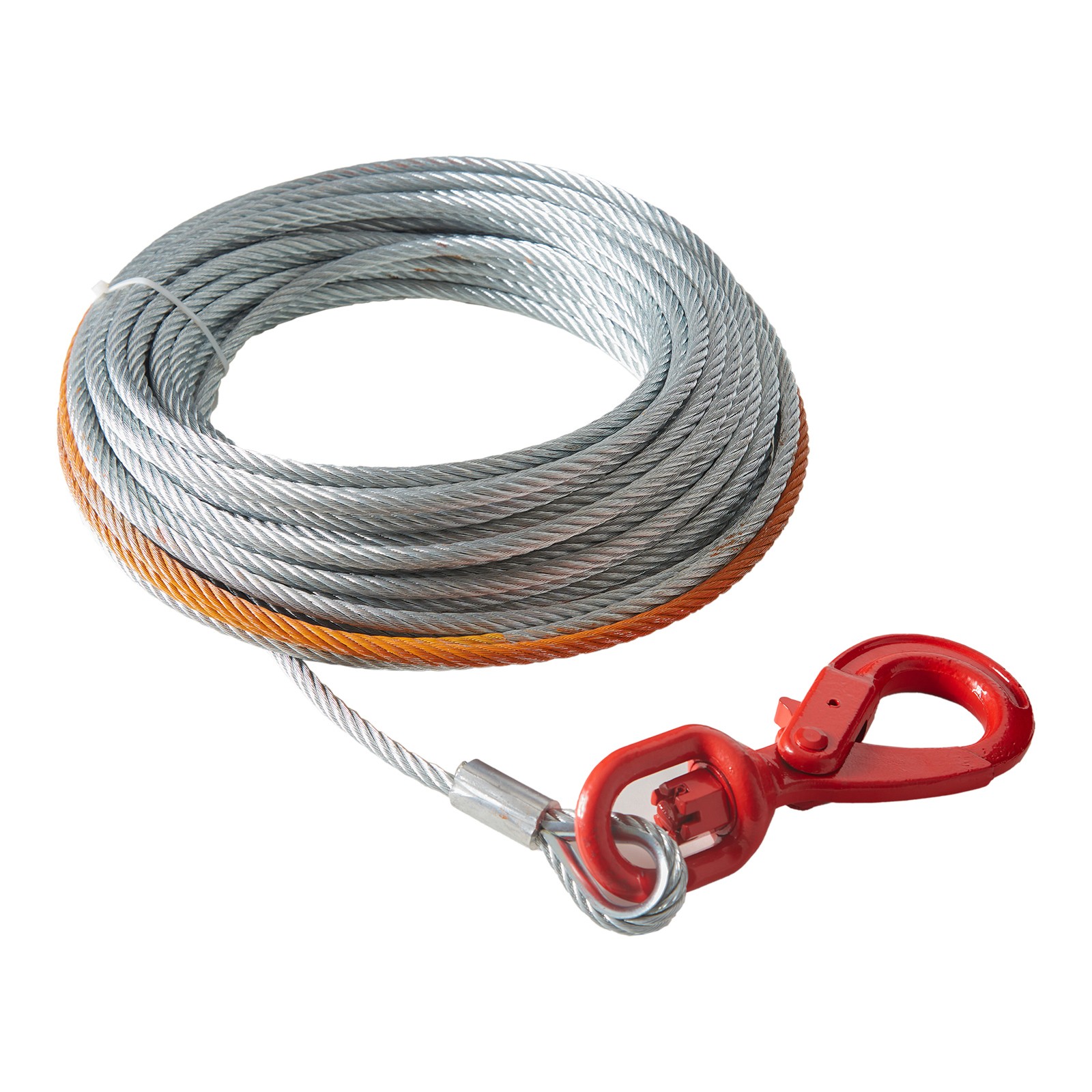Winch Cable Steel Core Wire Rope 3/8"x100' 15200lb Self Lock Swivel Hook