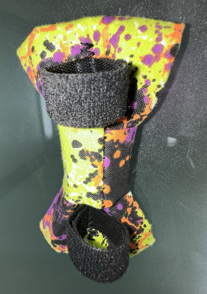 Handmade Over The Collar Small Pet Bow - Halloween Paint Splatter pattern ￼