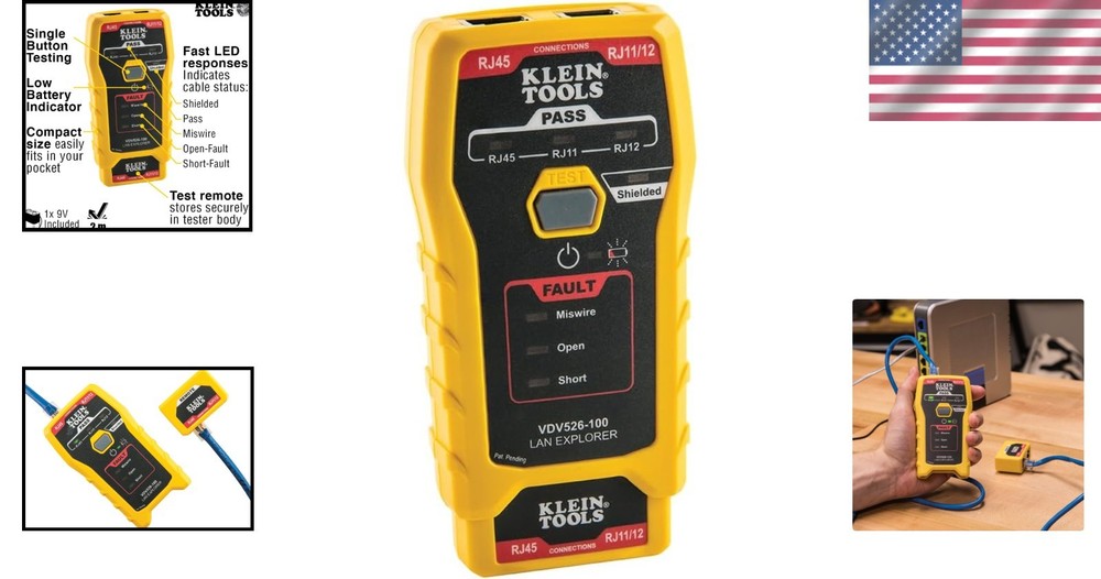 Versatile LAN Cable Tester with Remote and Low Battery Indicator for Technicians