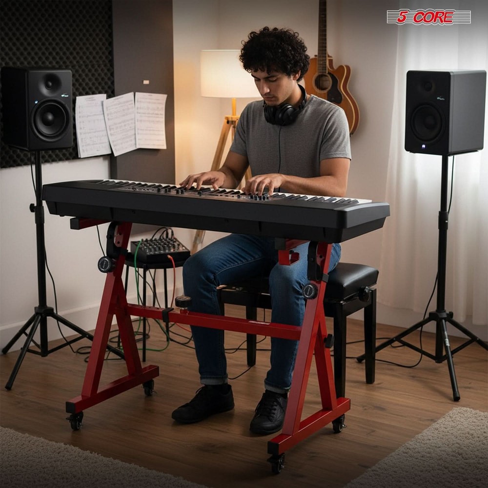 5Core Keyboard Stand Adjustable Height 36.5" Width 32.5” Electric Piano Riser