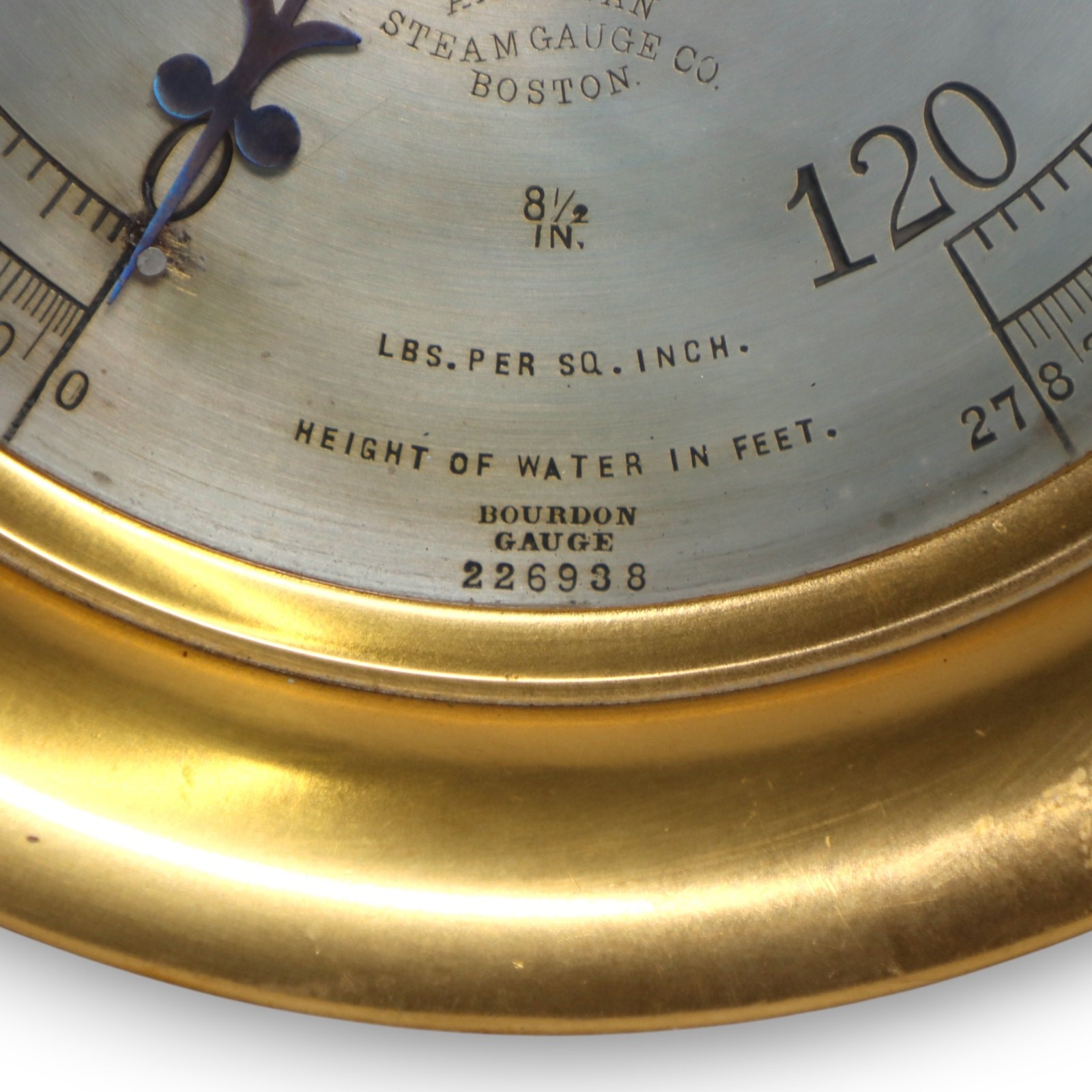 Geo F Blake Mfg Brass Bourdon Steam Pressure Gauge 11 1/4 Antique 1900