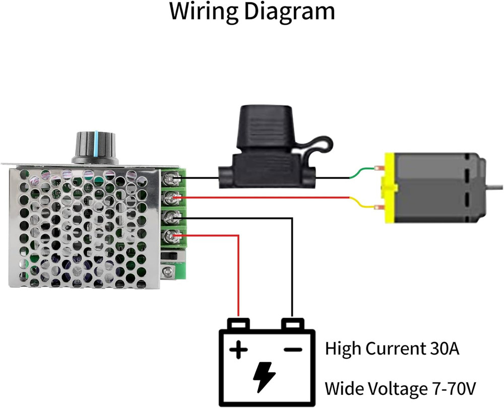 DC Motor Speed Controller PWM Controller, 7-70V 30A Adjustable PWM Motor Speed