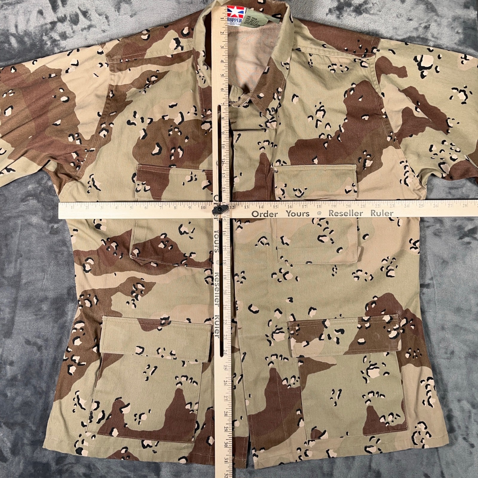 Vintage US Military Desert Camo Combat Coat Mens Large Regular Chocolate Chip 90