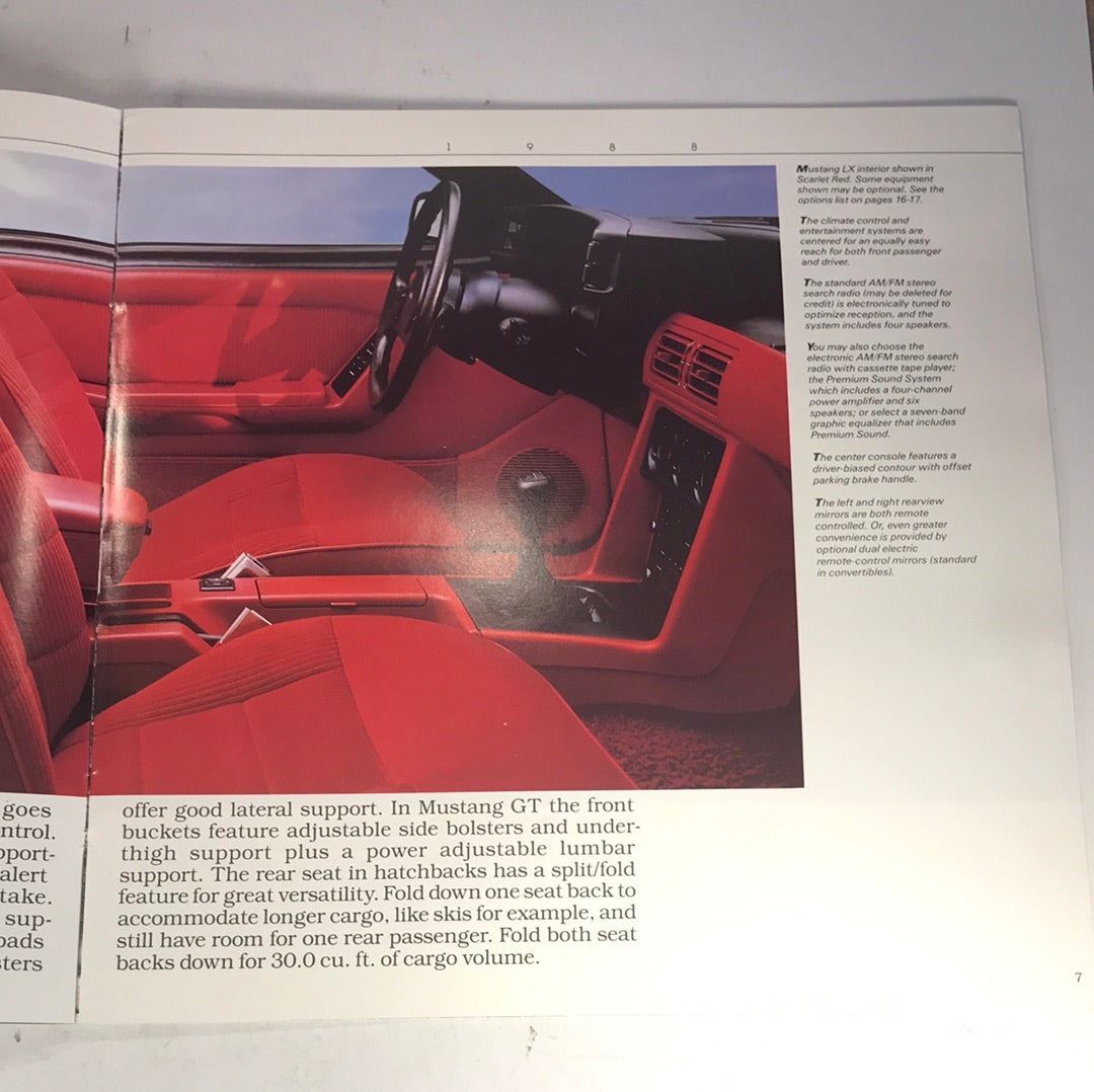 1988 Ford Mustang dealer sales brochure