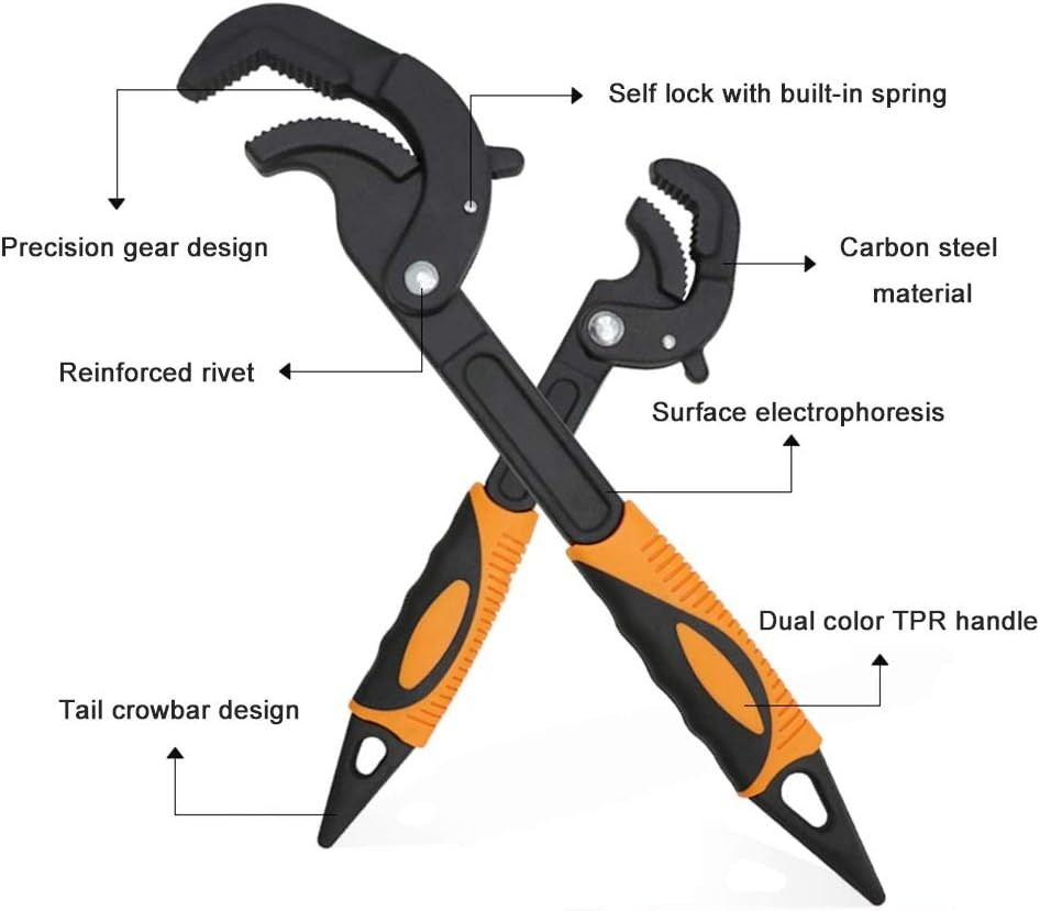 2-Piece Multi-Function Adjustable Wrench Set - 1045 High-Hardness Steel