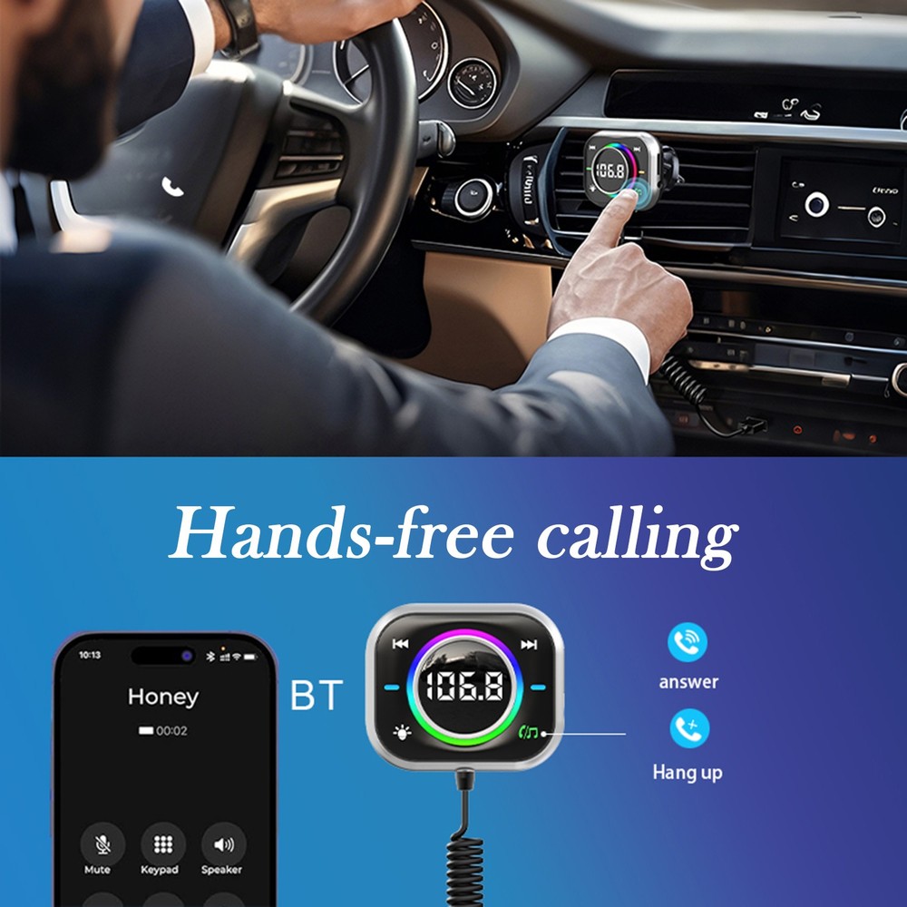 New Bluetooth Car AUX FM Transmitter TF Card LED USB Radio Handsfree MP3 Player
