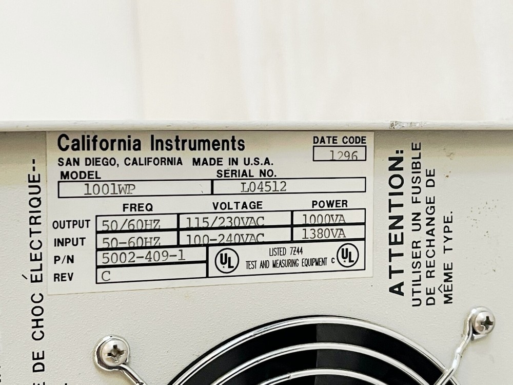 California Instruments Model 1001WP 1000VA AC Power Source Frequency Changer