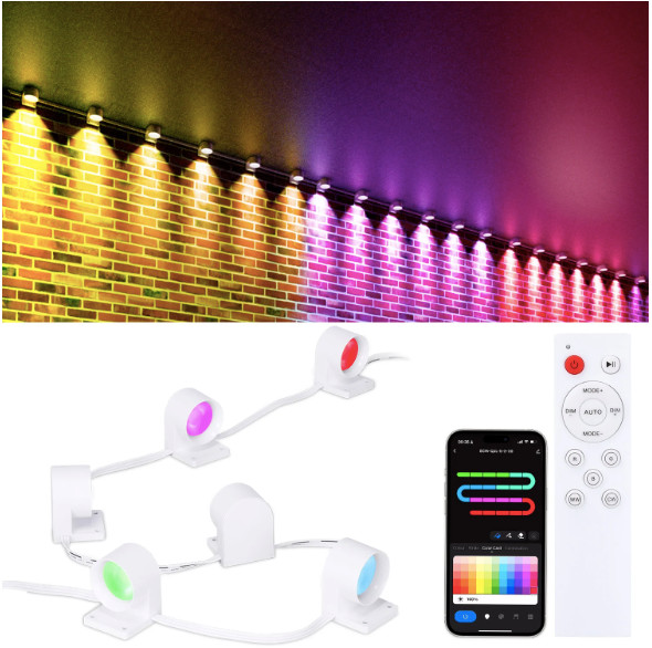 TorchStar 33ft LED Smart String Lights, RGBCWIC String Downlights w/ 30 LEDs