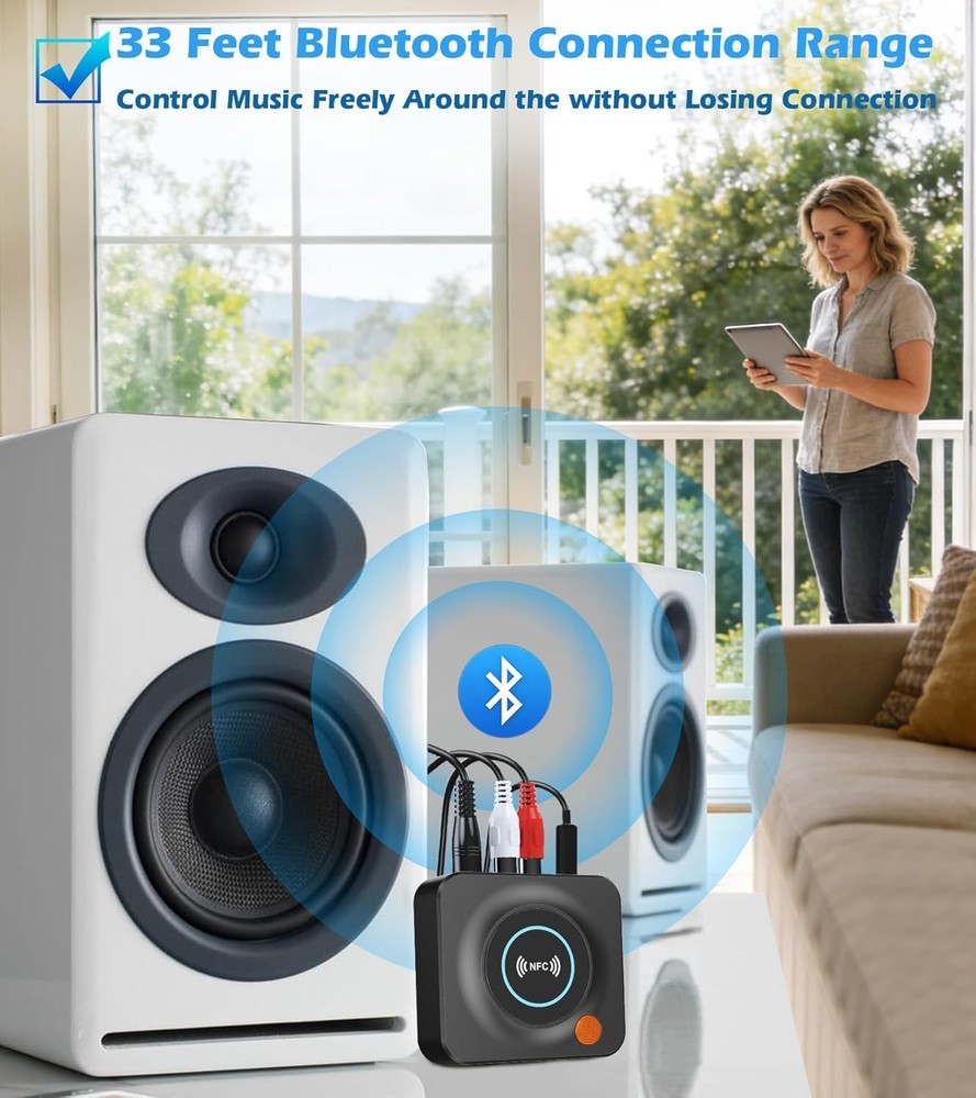 Bluetooth Receiver for Home Stereo, AUX RCA to Bluetooth Adapter for Old Speaker