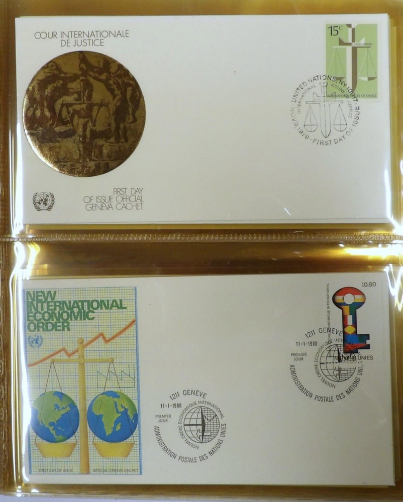 140 UNITED NATIONS FDCs in 35-Pg Enor Album, 1978-1983, New York, Geneva, Vienna