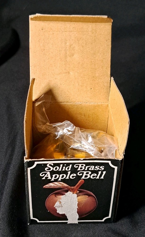 Vintage Solid Brass Apple Bell in Original Box
