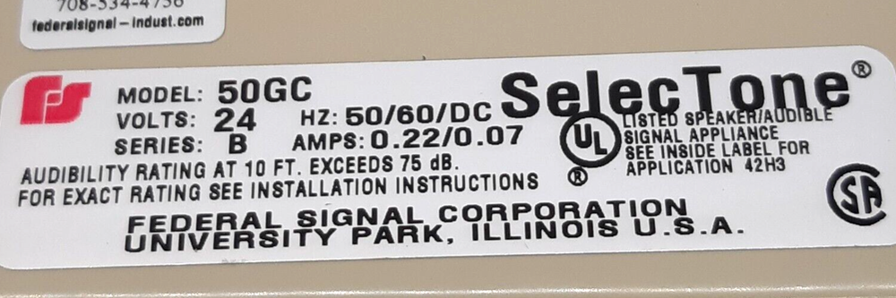 Federal Signal 50GCUTM-024 Selectone Speaker with Tone Module