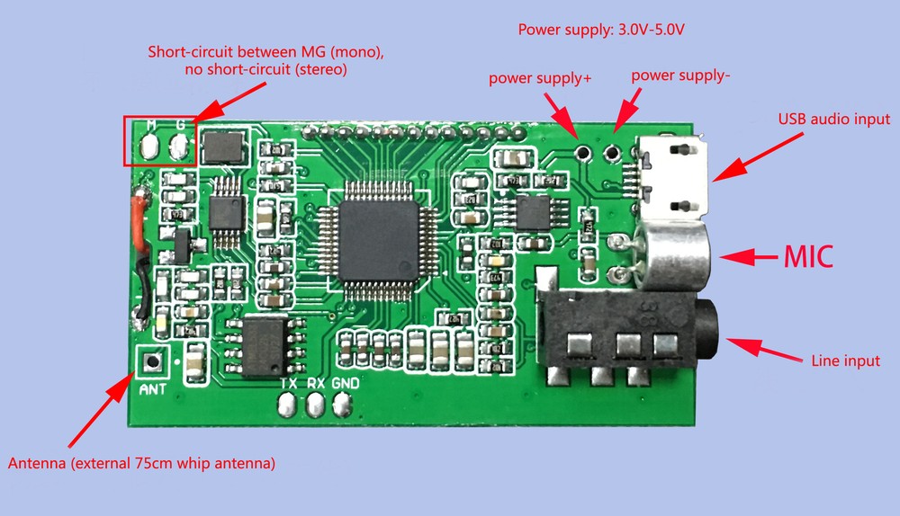 Stereo Wireless Microphone 76-108MHz
