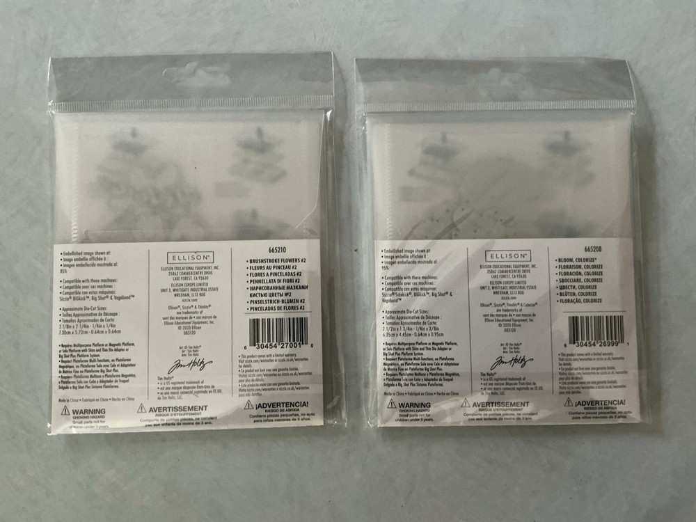 Sizzix Tim Holtz Thinlits Metal Cutting Dies #665208 & #665210 New Flowers