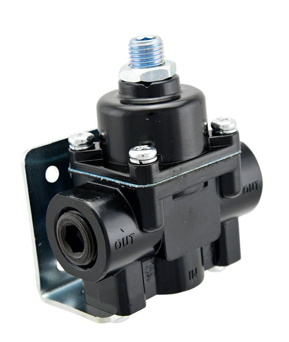 Black Adjustable Fuel  Pressure Regulator, 5-9 PSI, 3/8" NPT Inlet & Outlet