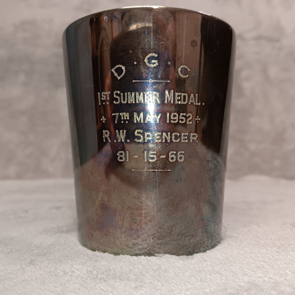 D.G.C. 1st Summer Medal 7th May 1952 R.W. Spence 81-15-66 Cup EPNS Sheffield