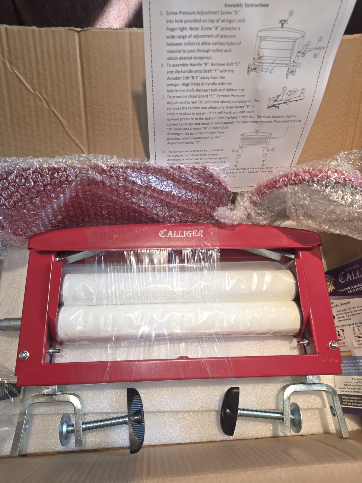 Northwood Calliger Hand Wringer 360 Manual Clothes Wringer Clamp Mount Red