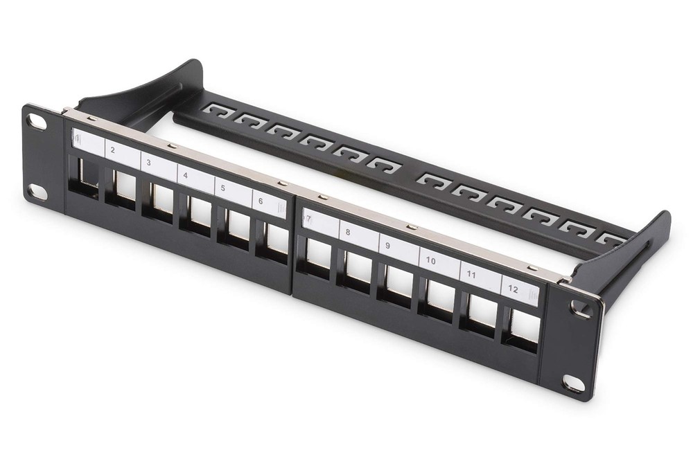 DIGITUS Patch Panel Modular - 12 Ports - 10-inch Rack Mount 1U - Keystone Module