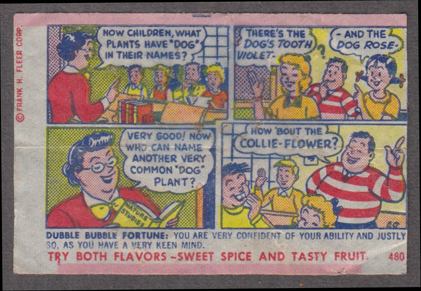 Fleer Dubble Bubble bubblegum comic featuring Pud 1950s #480