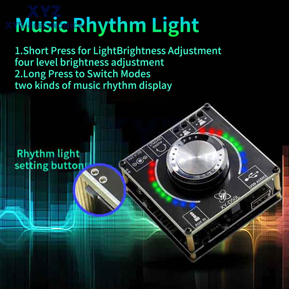 D50L Stereo Bluetooth 5.1 Audio Digital Power Amplifier Board Light APP Control