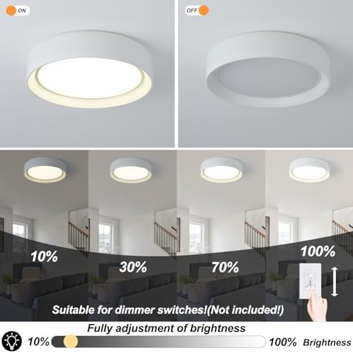 Dimmable Led Flush Mount Ceiling Light,15.75 Dimmable 15.75 Inch White
