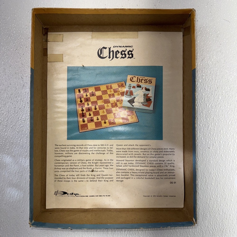 Vintage 1973 Dynamic Games Industries Chess Complete Set