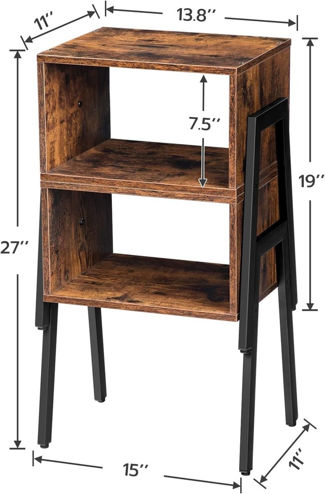 HOOBRO Nightstands Set of 2, Stackable End Table, Side Rustic Brown