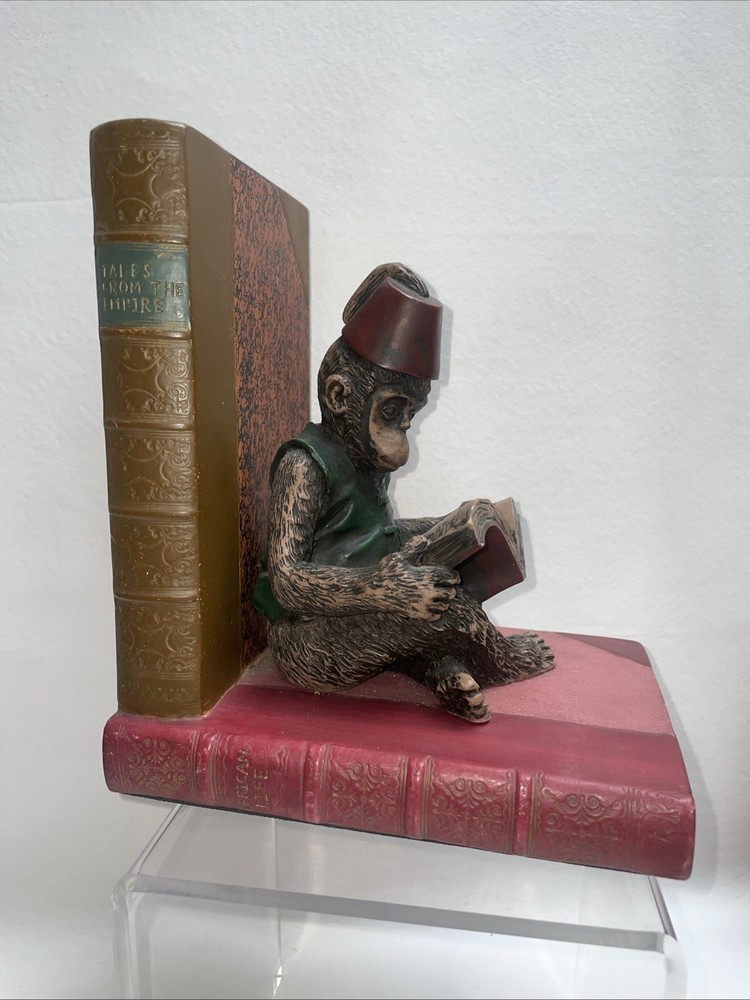 Vintage Monkey In A Fez Hat Bookend