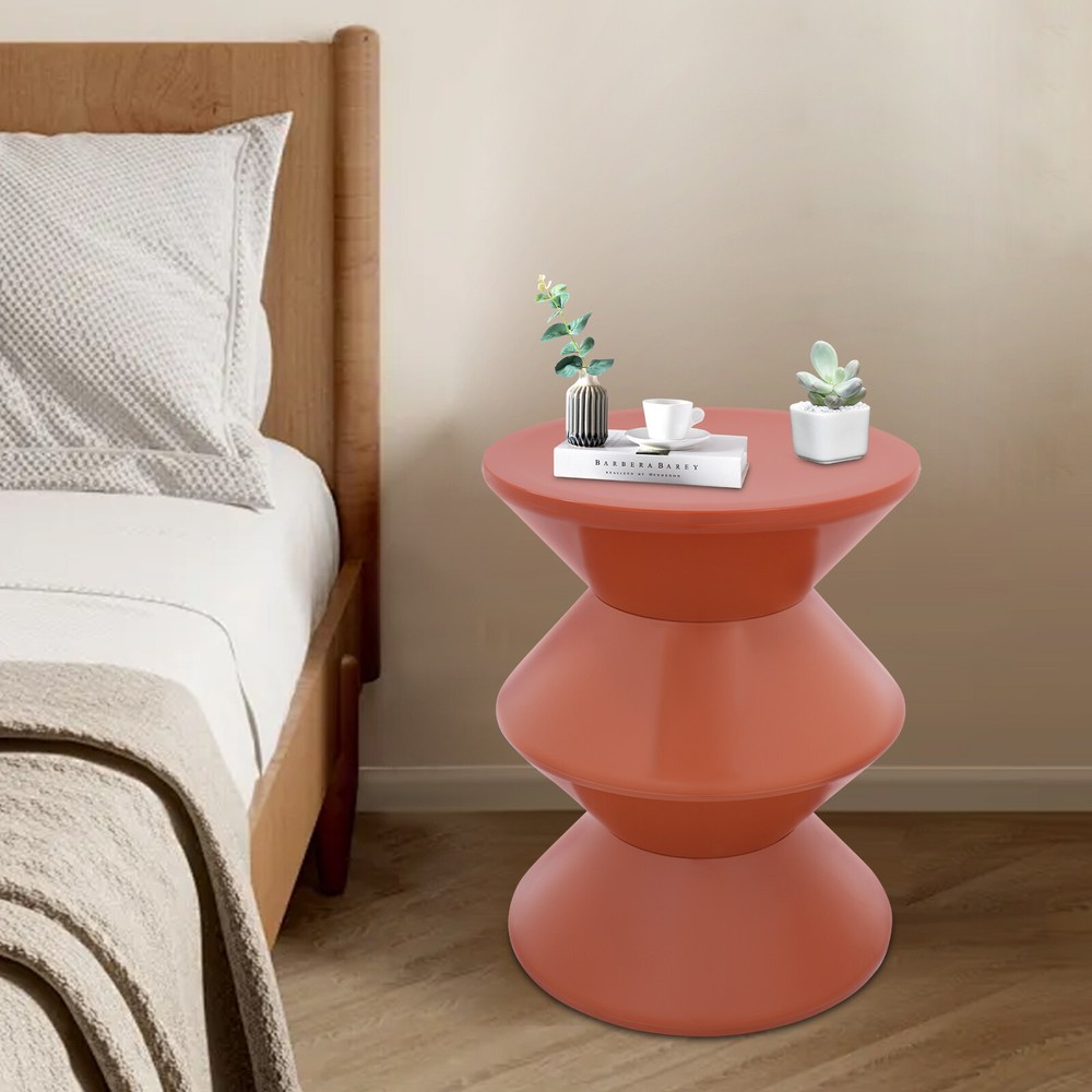 Orange Round Side Table Indoor PET End Table 36*45cm Floor-Standing Side Table